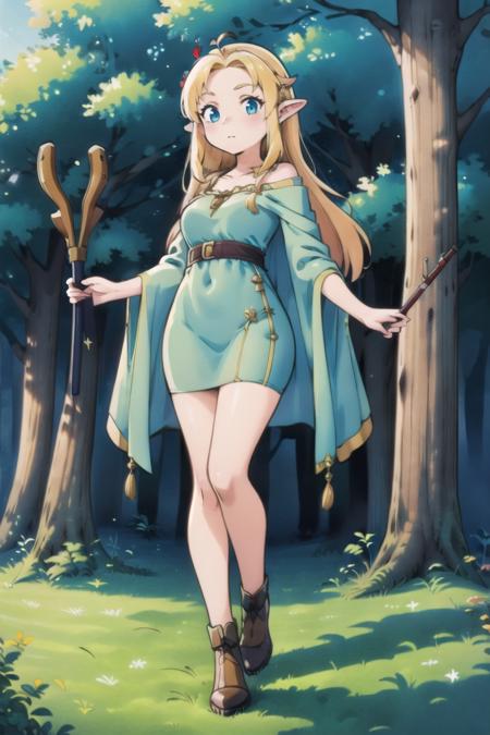 05861-834308159-(best quality, masterpiece, illustration_1.1), woman in a forest holding a staff, kingdom of elves, young woman with antlers, on.png